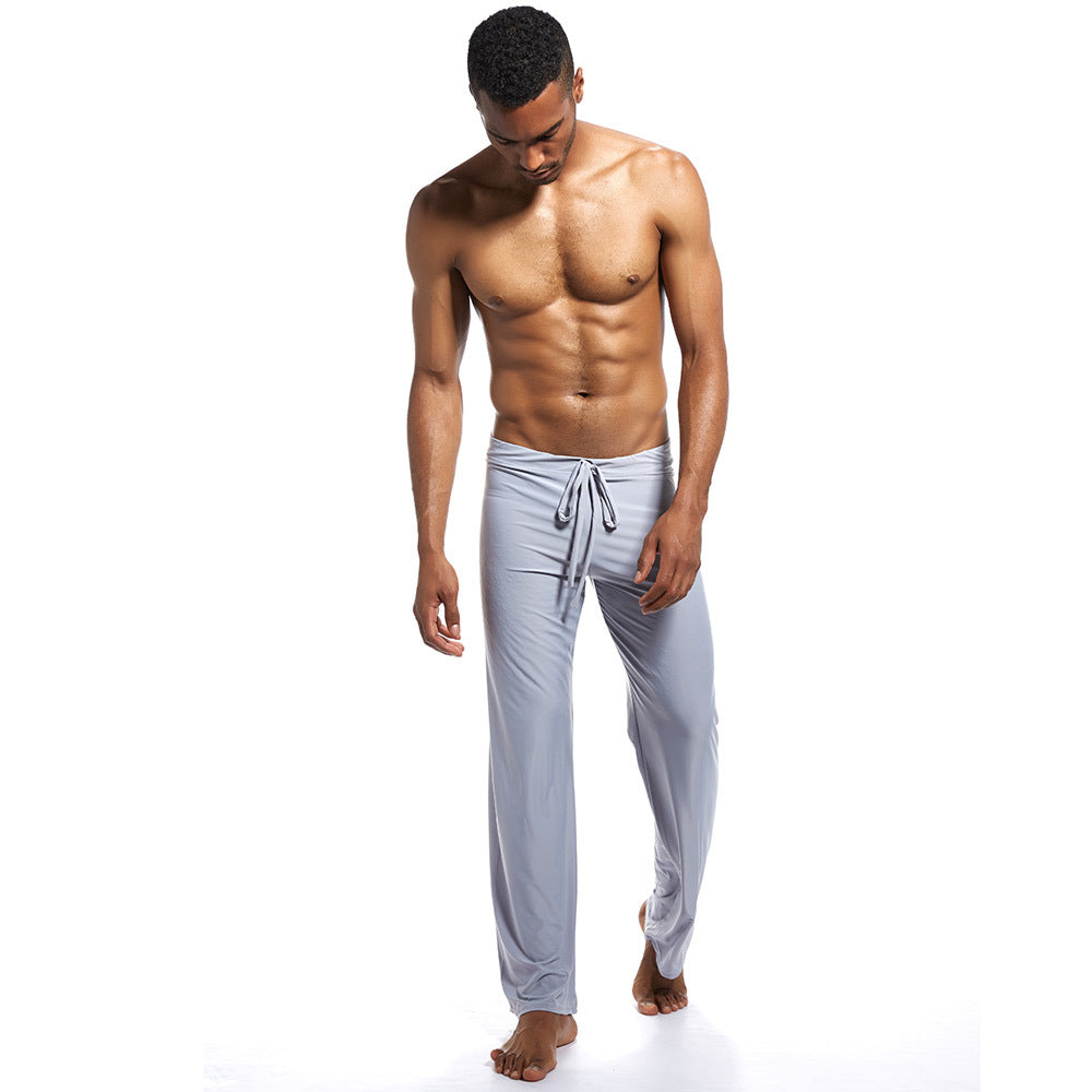 Bol bağcıklı pantolon rahat ev yoga rahat geniş paça pijama
