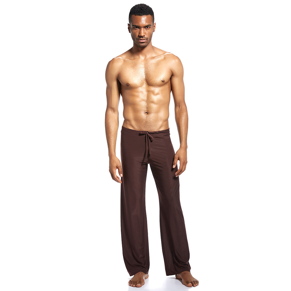 Bol bağcıklı pantolon rahat ev yoga rahat geniş paça pijama