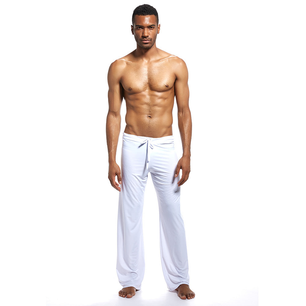 Bol bağcıklı pantolon rahat ev yoga rahat geniş paça pijama