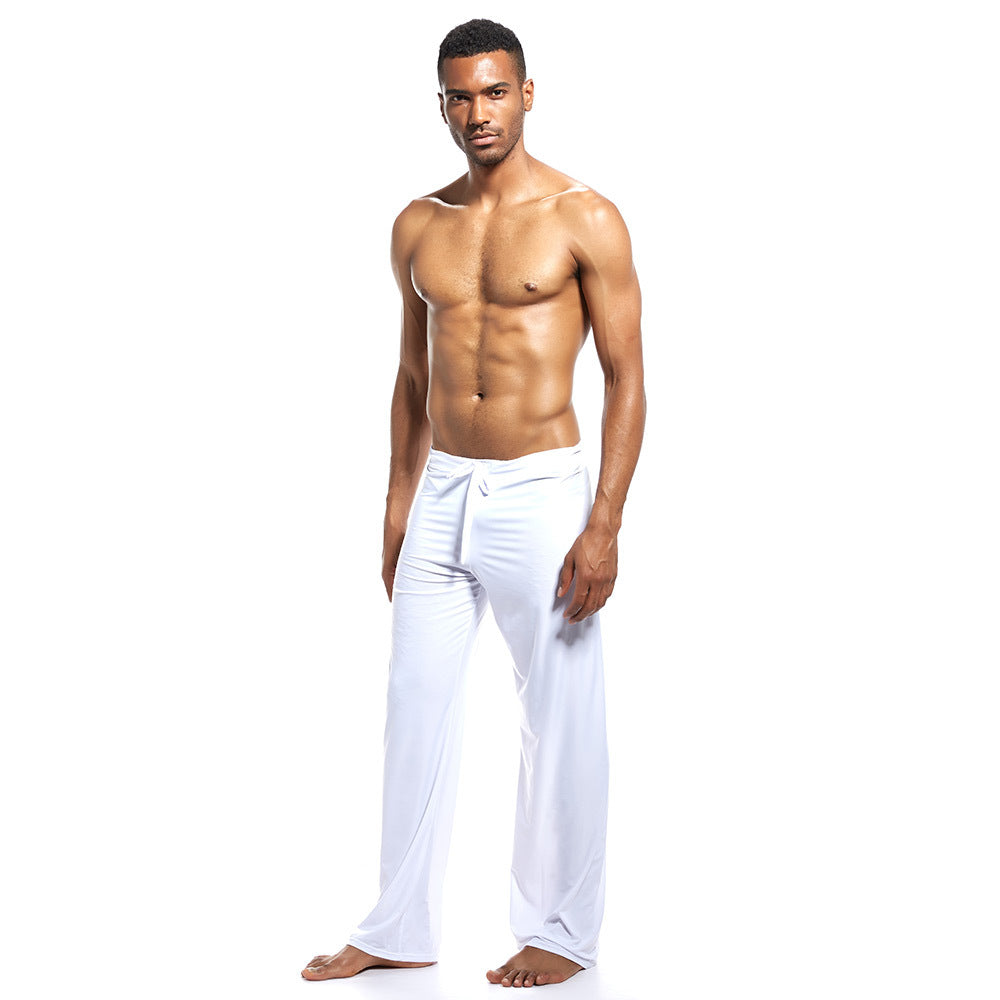 Bol bağcıklı pantolon rahat ev yoga rahat geniş paça pijama