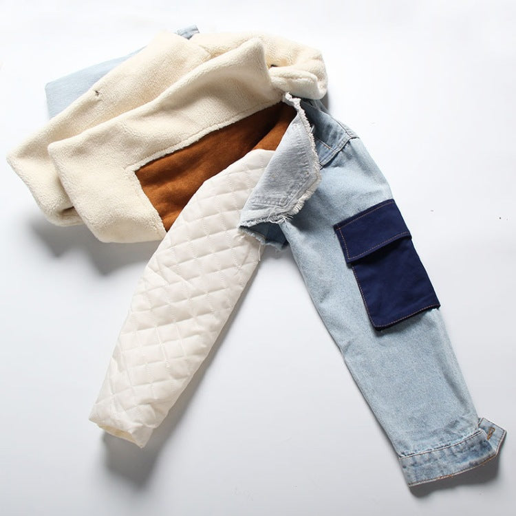 Lutrixian Denim Patchwork Ceket