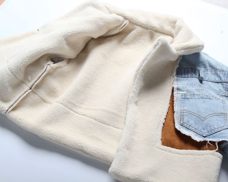 Lutrixian Denim Patchwork Ceket