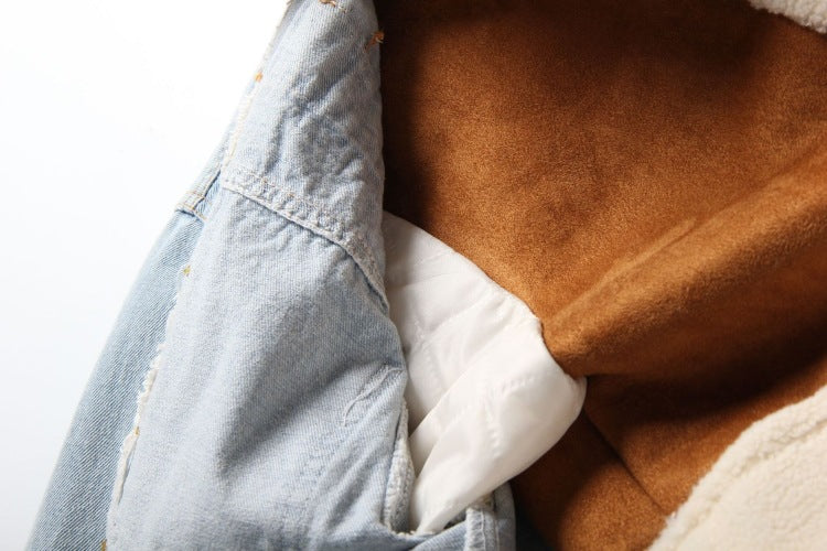 Lutrixian Denim Patchwork Ceket