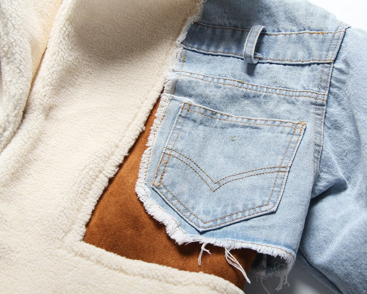 Lutrixian Denim Patchwork Ceket