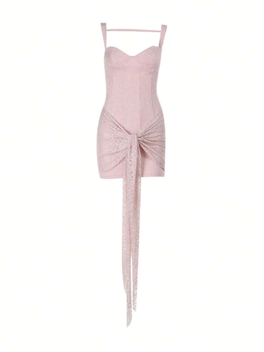 Fille De Fer Dantel Mini Elbise