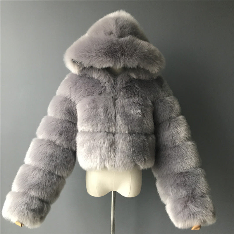 Fox Fur Kapşonlu Kürk