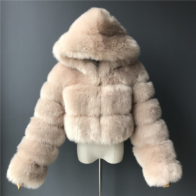 Fox Fur Kapşonlu Kürk