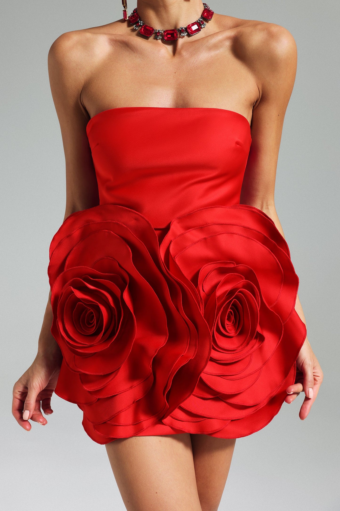Saint Rojo Mini Çiçek Aplikli Elbise