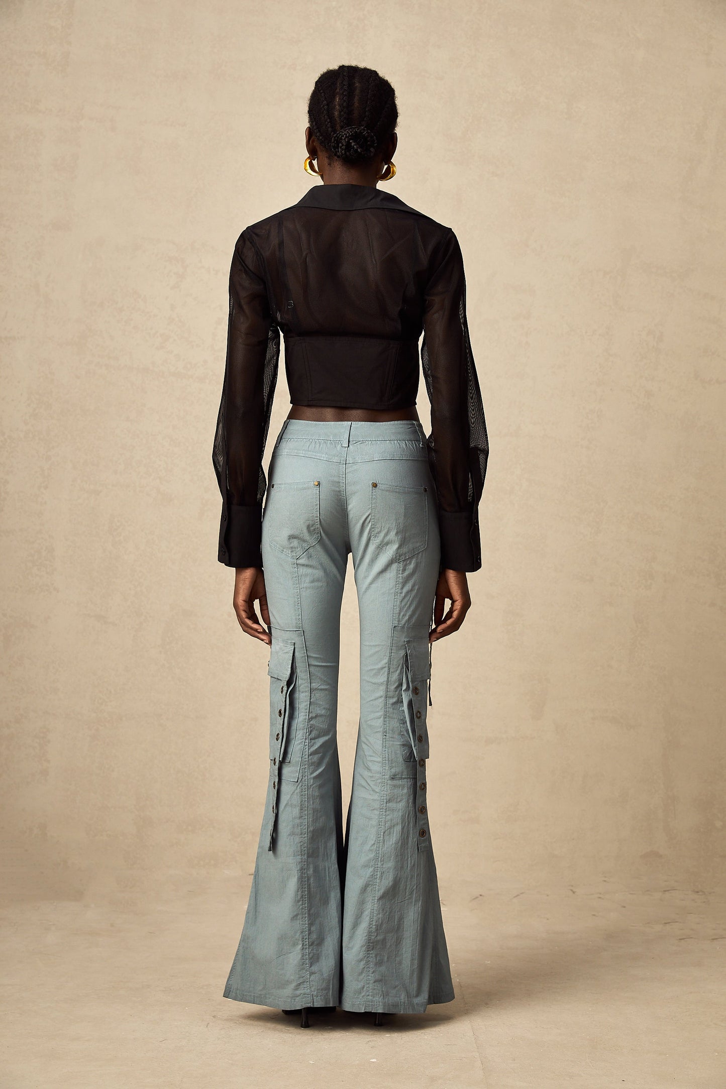 Navy Team İspanyol Paça İnce Kargo Pantolon