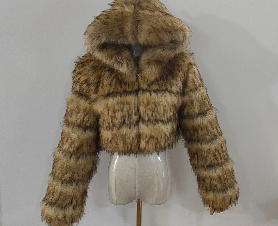 Fox Fur Kapşonlu Kürk