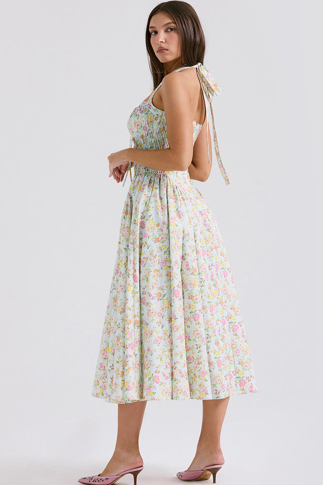 Coral Carousal Midi Elbise