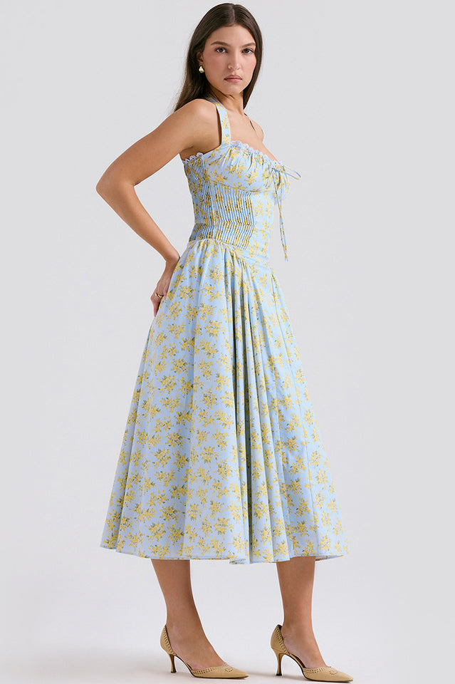 Coral Carousal Midi Elbise