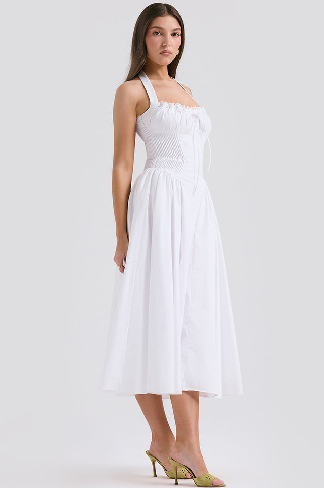 Coral Carousal Midi Elbise