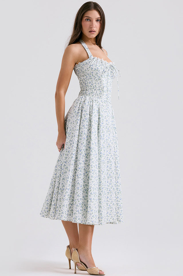 Coral Carousal Midi Elbise