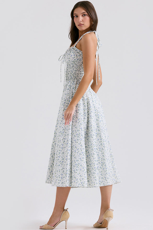Coral Carousal Midi Elbise