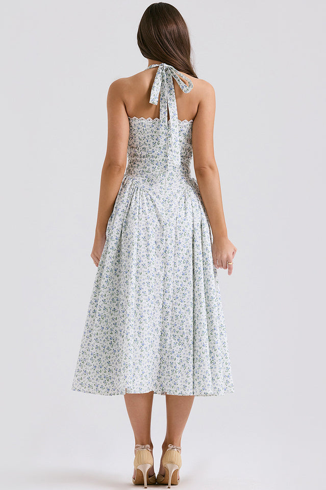 Coral Carousal Midi Elbise