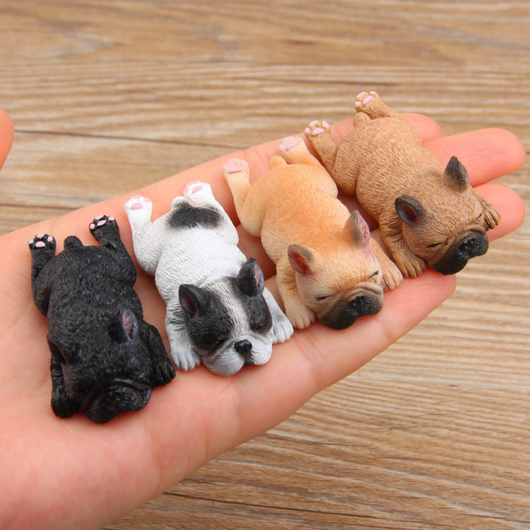 Küçük Fransız Bulldog 8 li set özel tasarım sevimli uykulu serisi buzdolabı mıknatısı bebek güçlü manyetik çıkartmalar