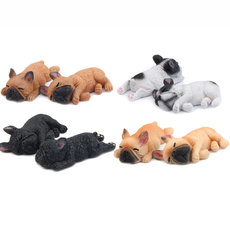 Küçük Fransız Bulldog 8 li set özel tasarım sevimli uykulu serisi buzdolabı mıknatısı bebek güçlü manyetik çıkartmalar