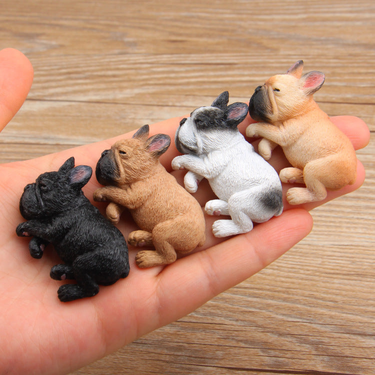 Küçük Fransız Bulldog 8 li set özel tasarım sevimli uykulu serisi buzdolabı mıknatısı bebek güçlü manyetik çıkartmalar