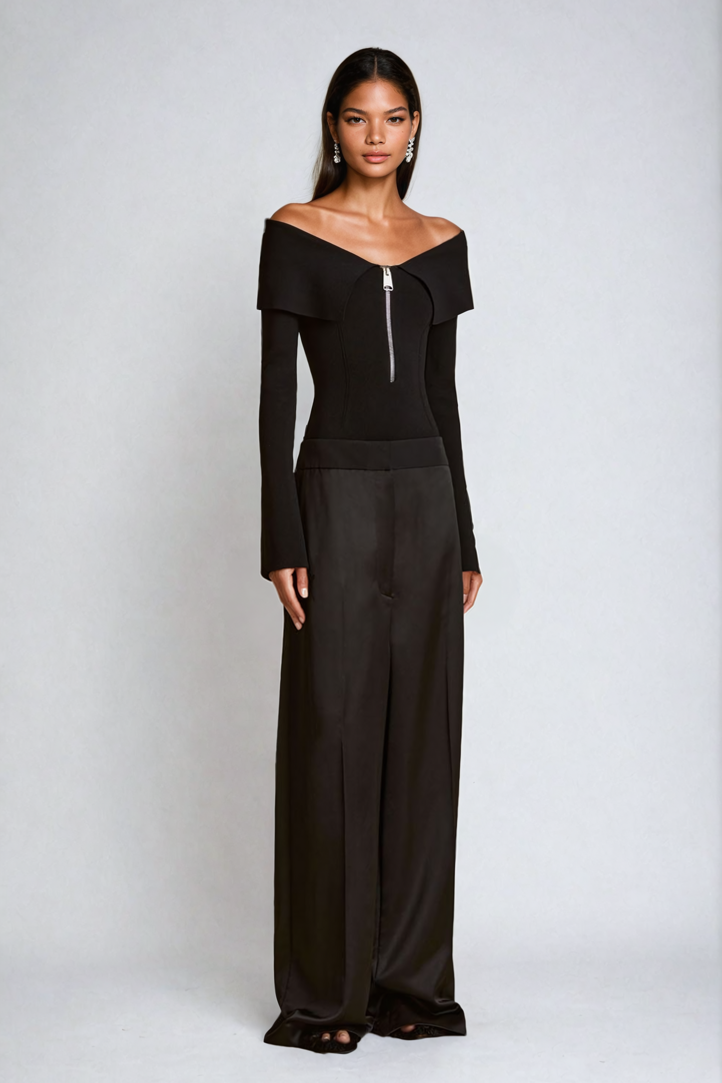 Victoria Fermuarlı Bodycon Üst