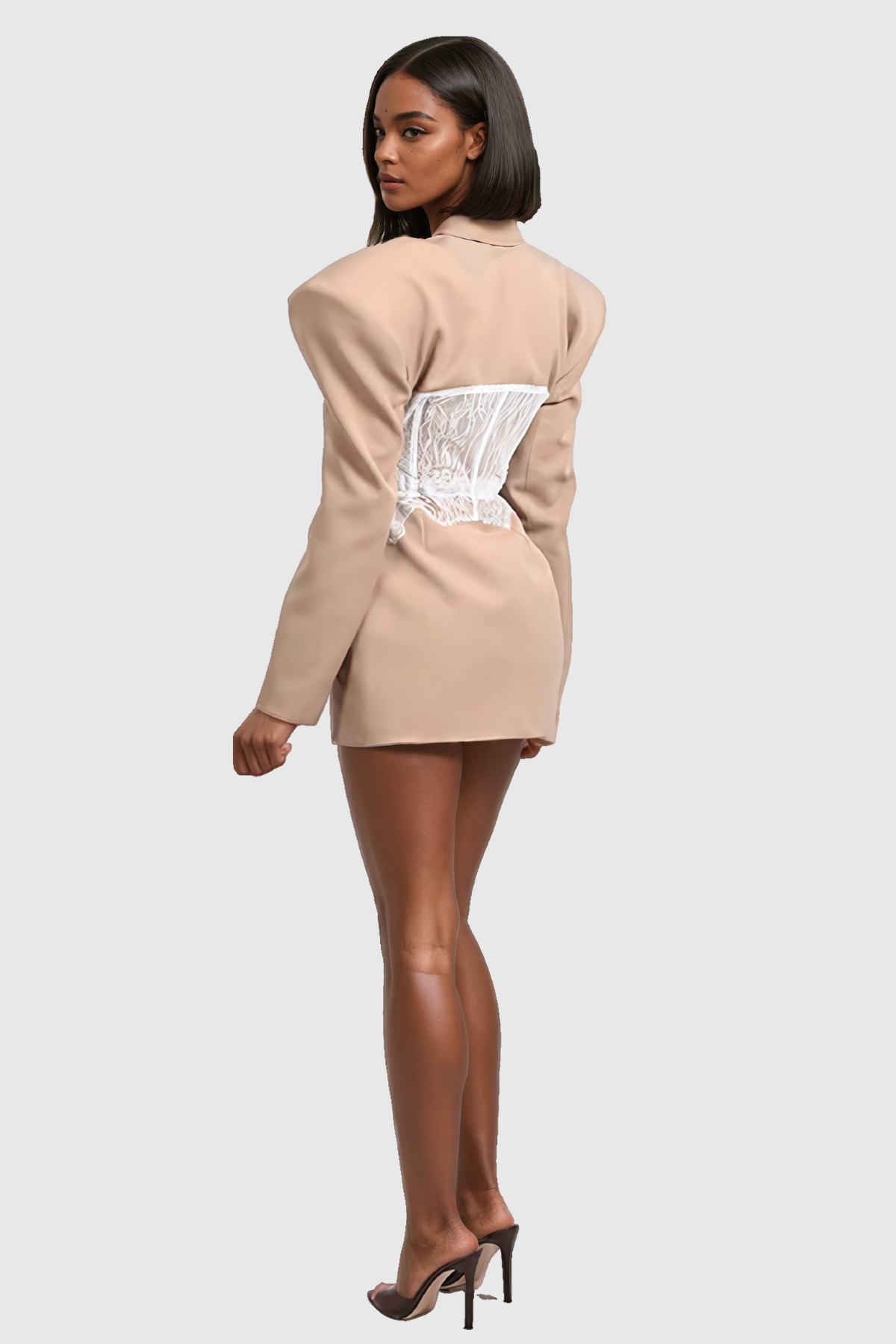 Adsila Dantel Yakalı Parçalı Blazer (Haki)