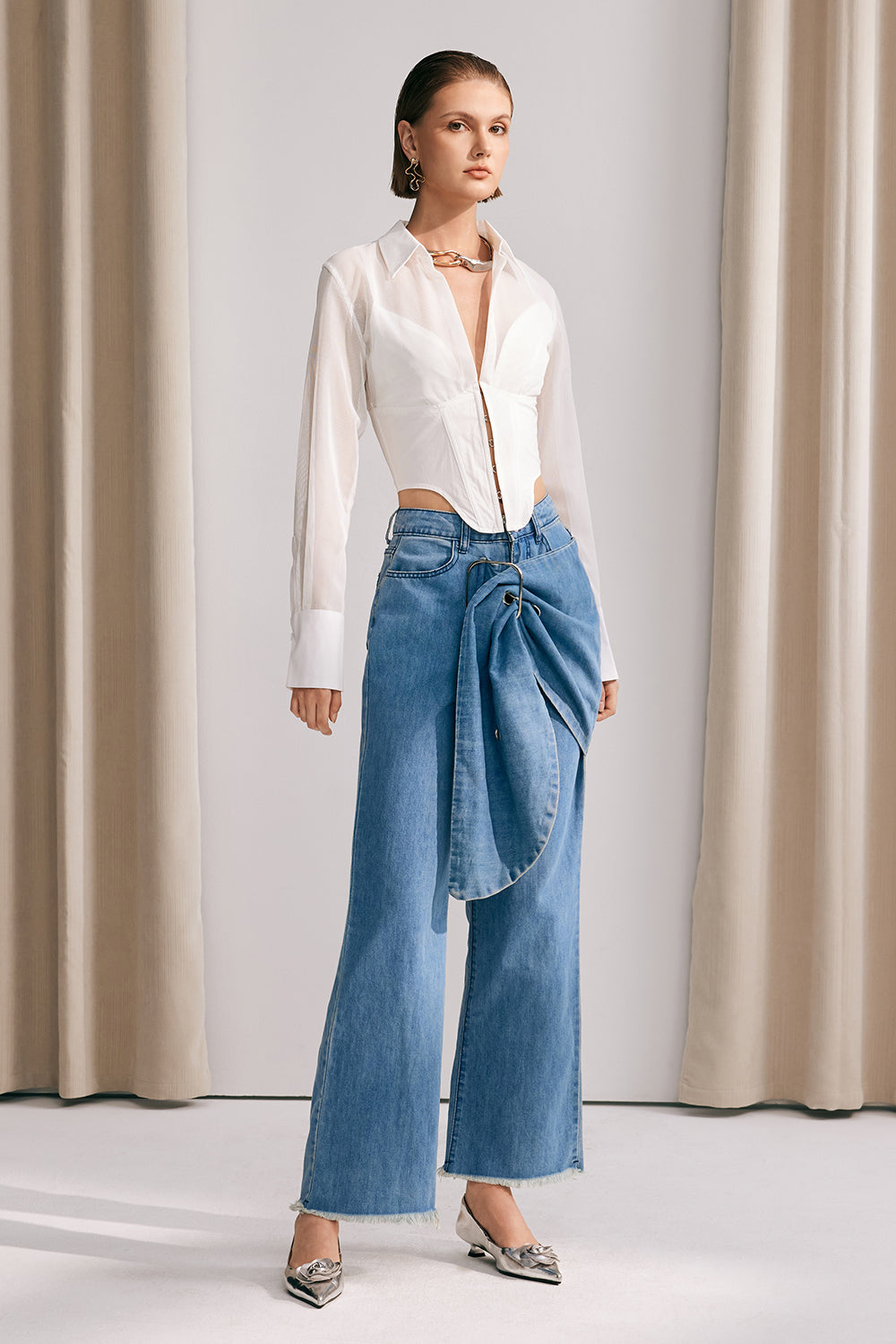 Alicia Mesh Transparan Beyaz Üst