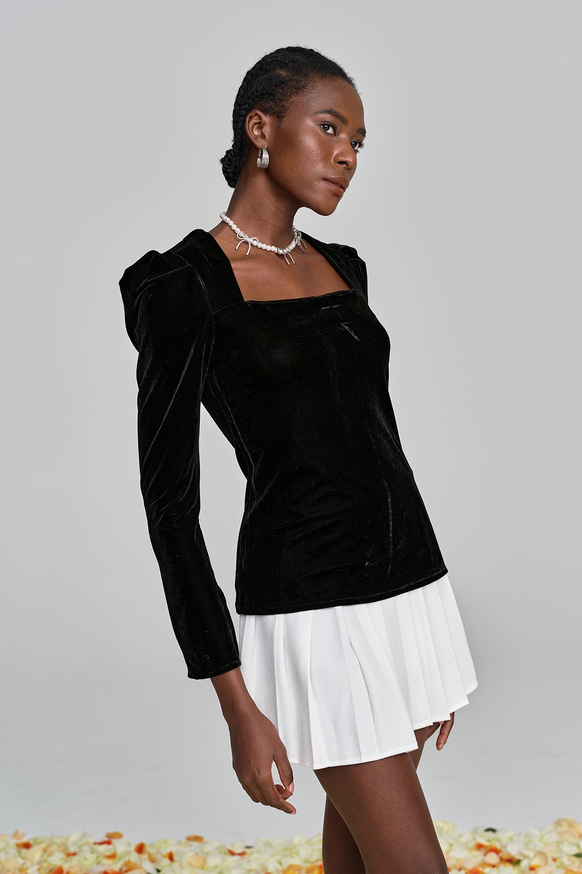 Alvarado İnci Yırtmaçlı Fırfırlı Etek Takımı