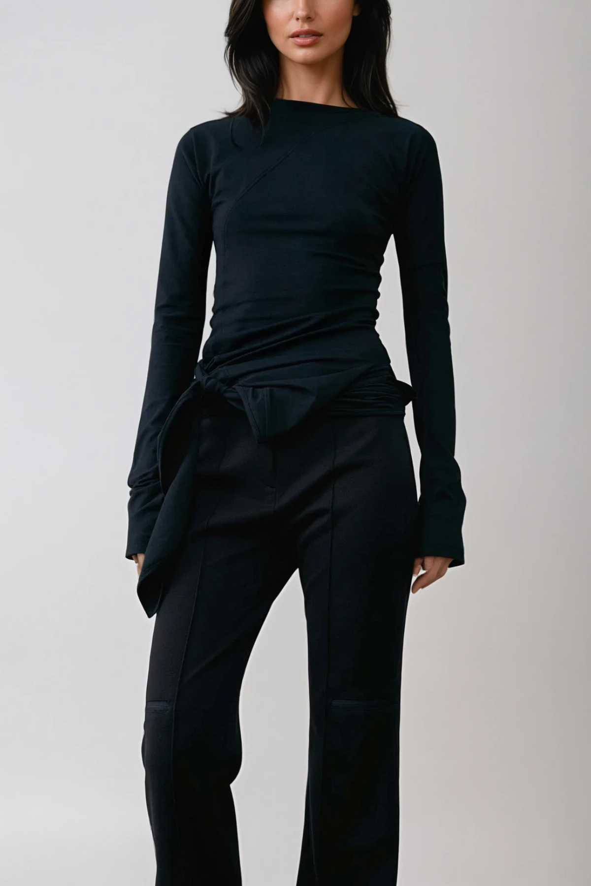 Apostolos Asimetrik Bel Bağlamalı Dar Üst Siyah