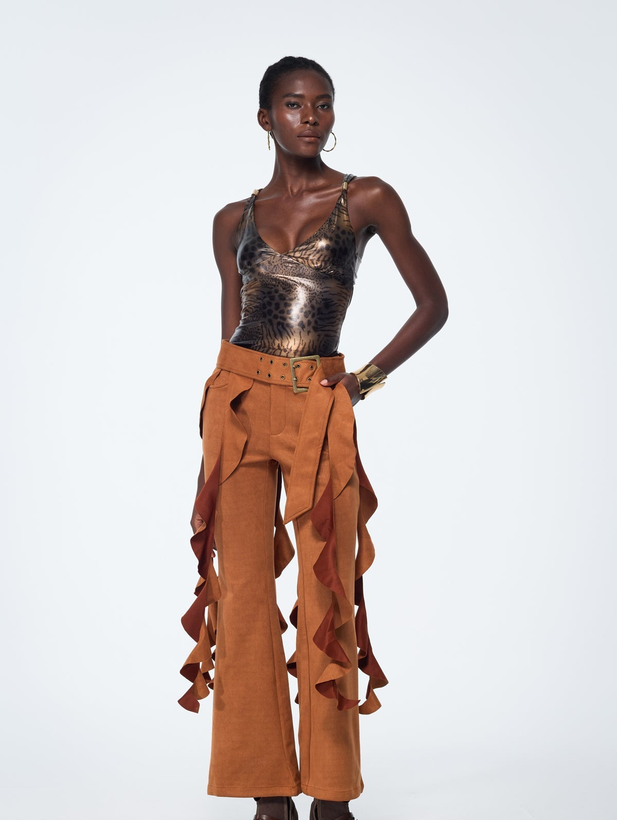 Bakari Leopar Sırtı Açık Vücuda Oturan Üst