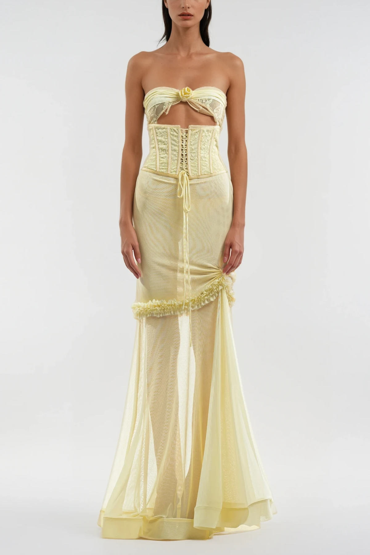 Seraphine Cutout Mesh Korse Elbise
