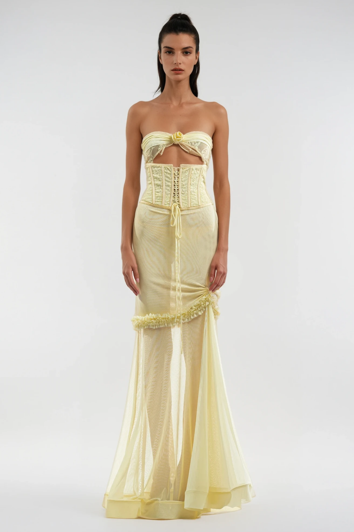 Seraphine Cutout Mesh Korse Elbise