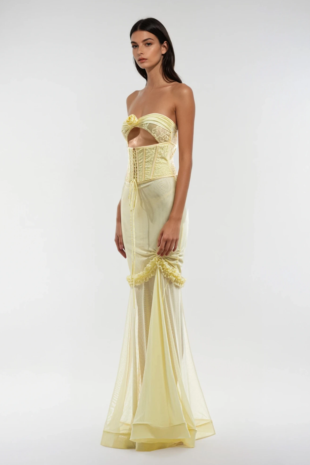Seraphine Cutout Mesh Korse Elbise