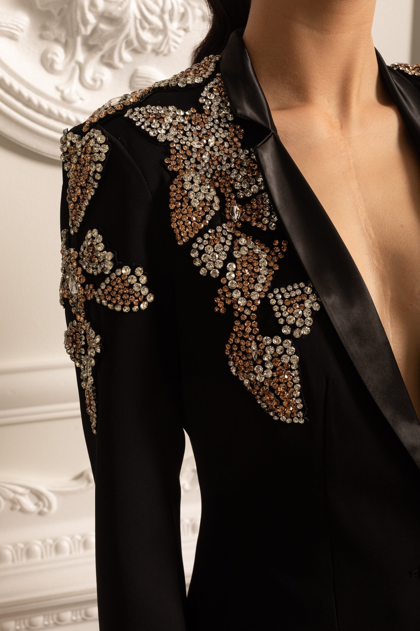 Boss Lady Taş Detaylı Ceket ve Pantalon Takımı