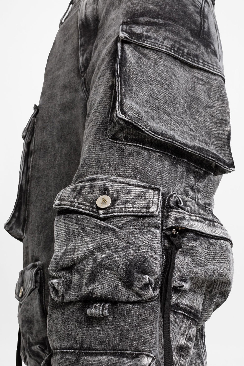 Evelyn Gri Geniş Paçalı Kargo Kot Pantolon