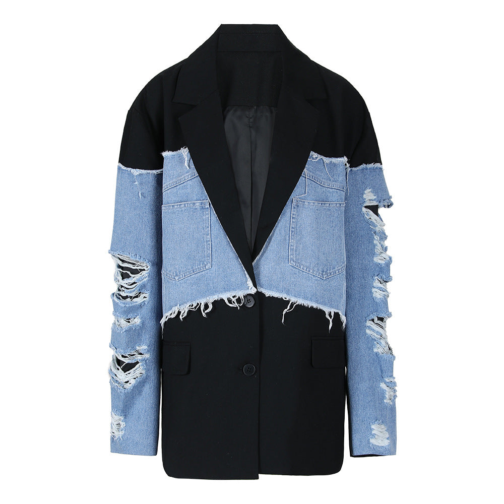 Aubriella Yırtık Kot Detaylı Ceket