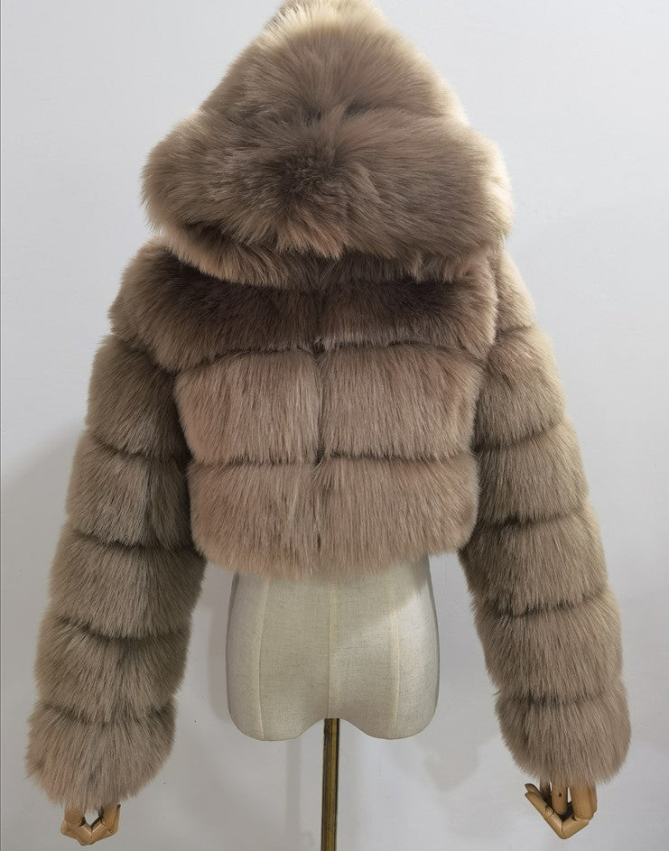 Fox Fur Kapşonlu Kürk