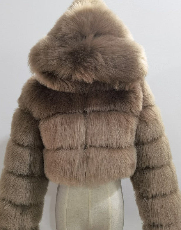 Fox Fur Kapşonlu Kürk