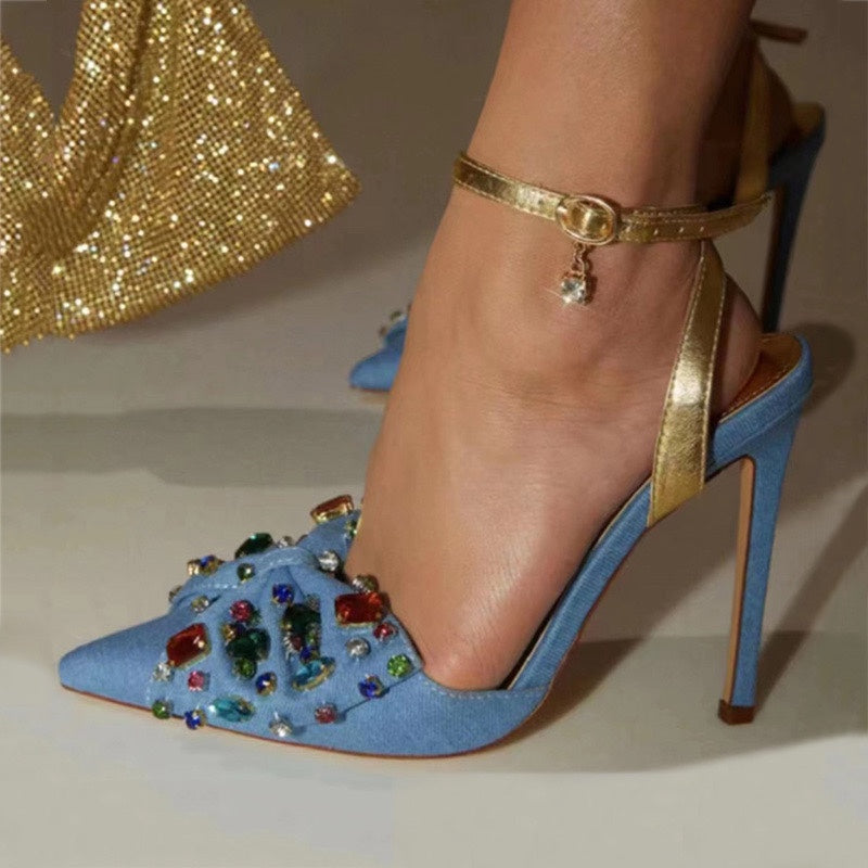 Dynasty Blue Denim Detay Topuklu Ayakkabı