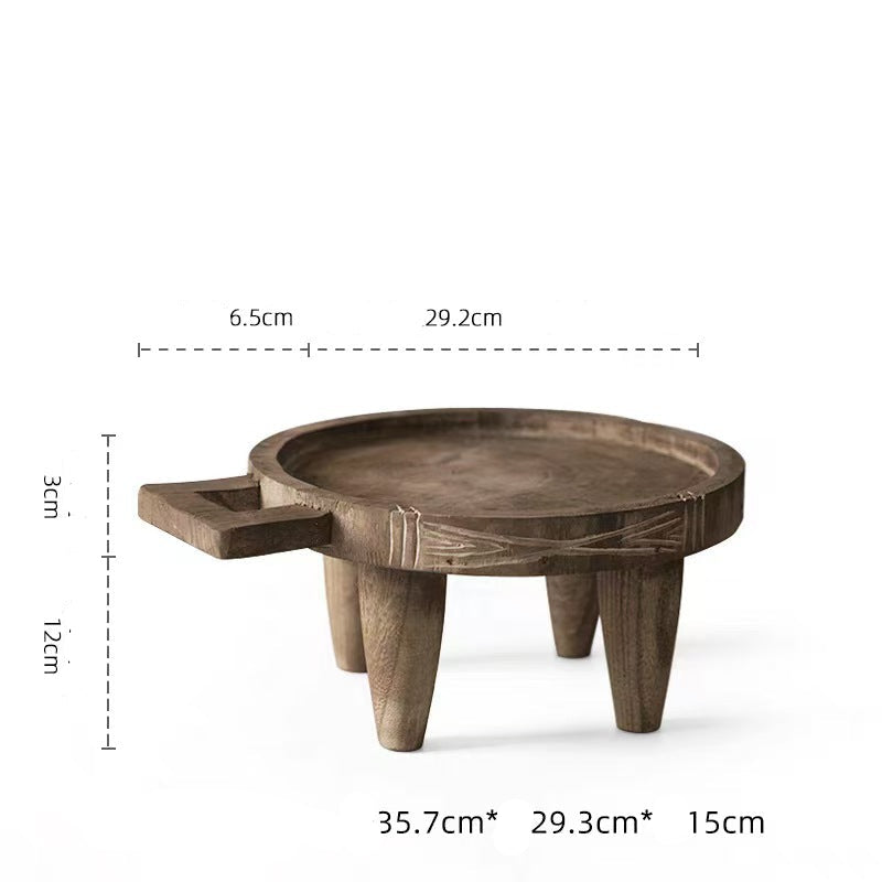 Wabi-sabi retro eski masif ahşap meyve tabağı çay tepsisi modeli