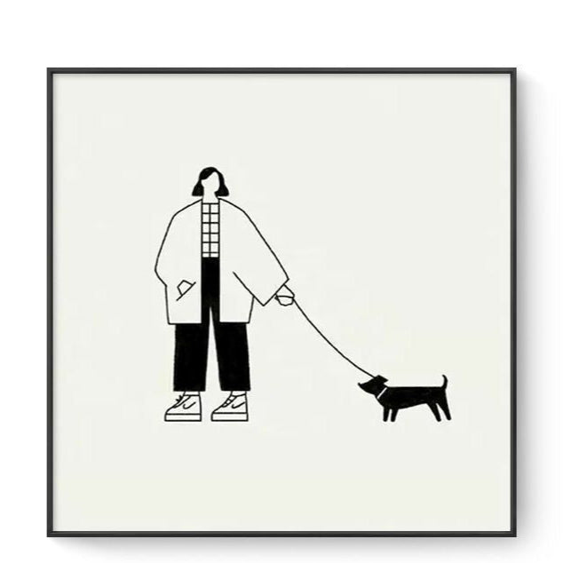 tasarım siyah beyaz çizgi film karakteri ins duvar resmi