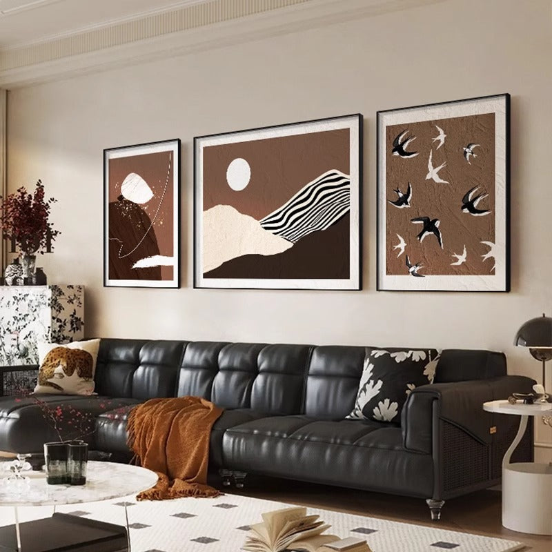 3 lü set Dekoratif resim triptik tasarım