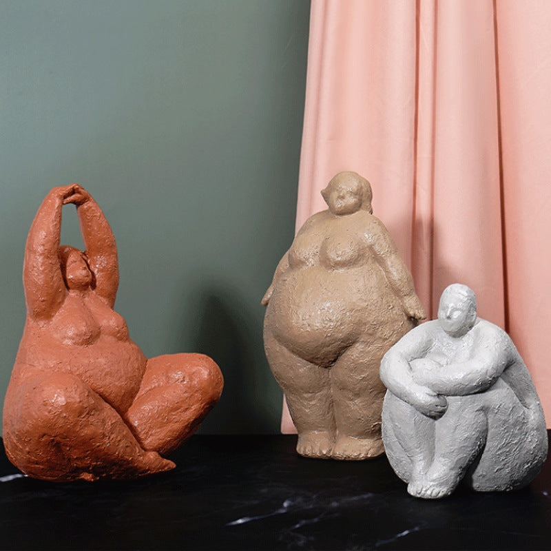 şişman kadın yoga süsleri hafif lüks stil model oda yoga stüdyosu reçine sanat figürü dekorasyonu
