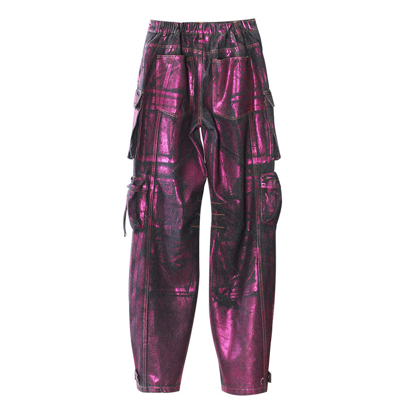 Jade Patal Mor Metalik Kargo Pantolon