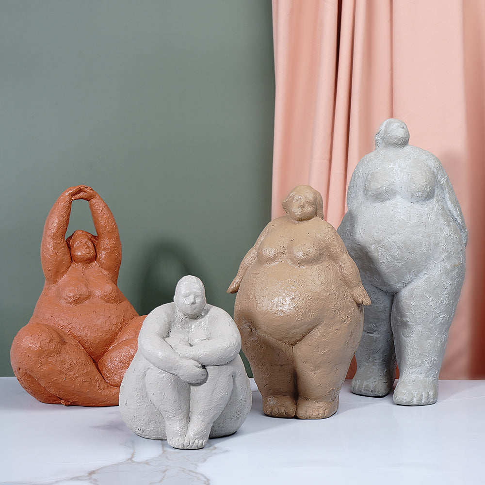 şişman kadın yoga süsleri hafif lüks stil model oda yoga stüdyosu reçine sanat figürü dekorasyonu