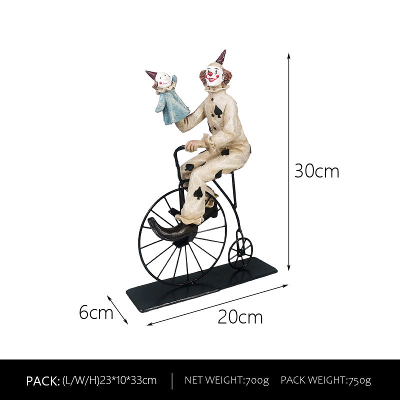 sirk palyaço figürü sevimli reçine süsler yaratıcı ev modeli oda dekorasyonu 3 lü set