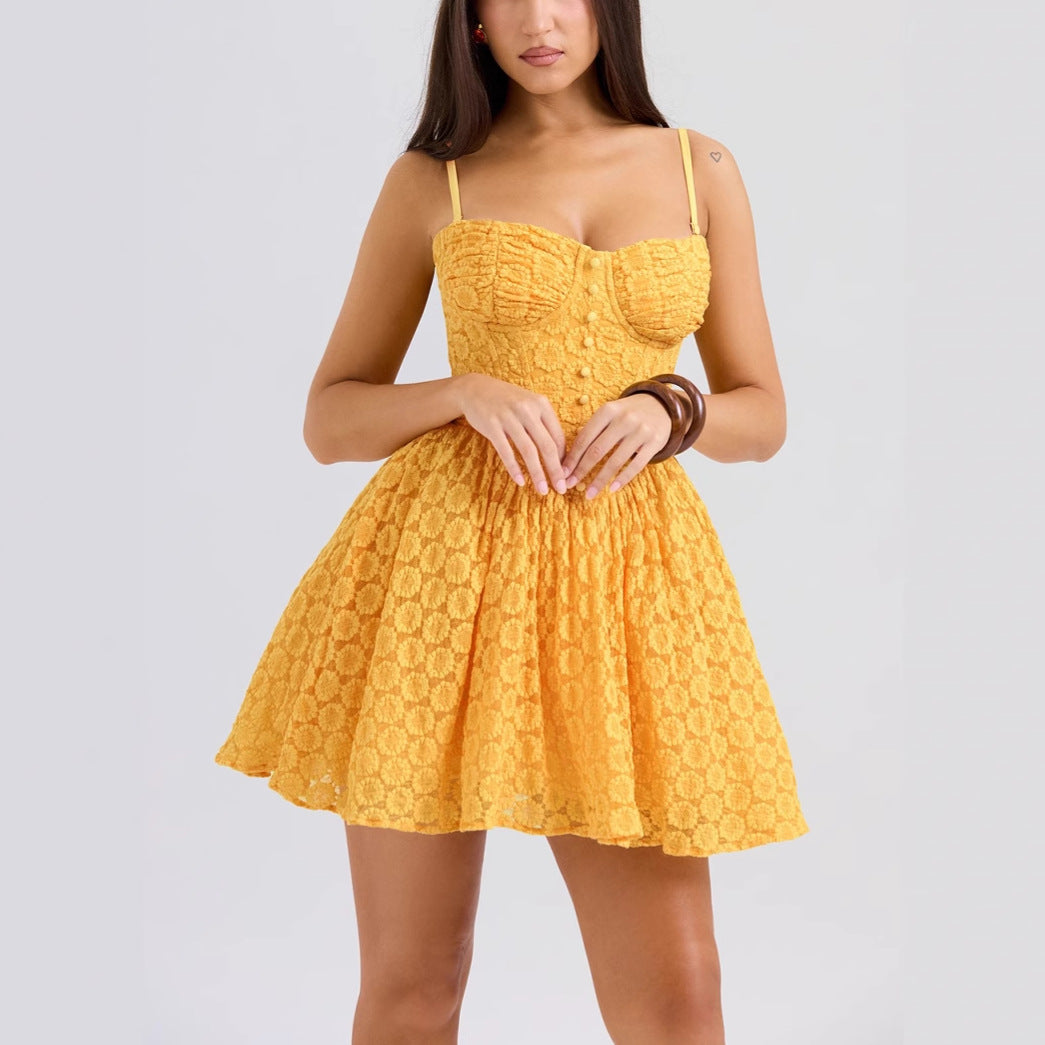 Angela Lace Corset Mini Elbise