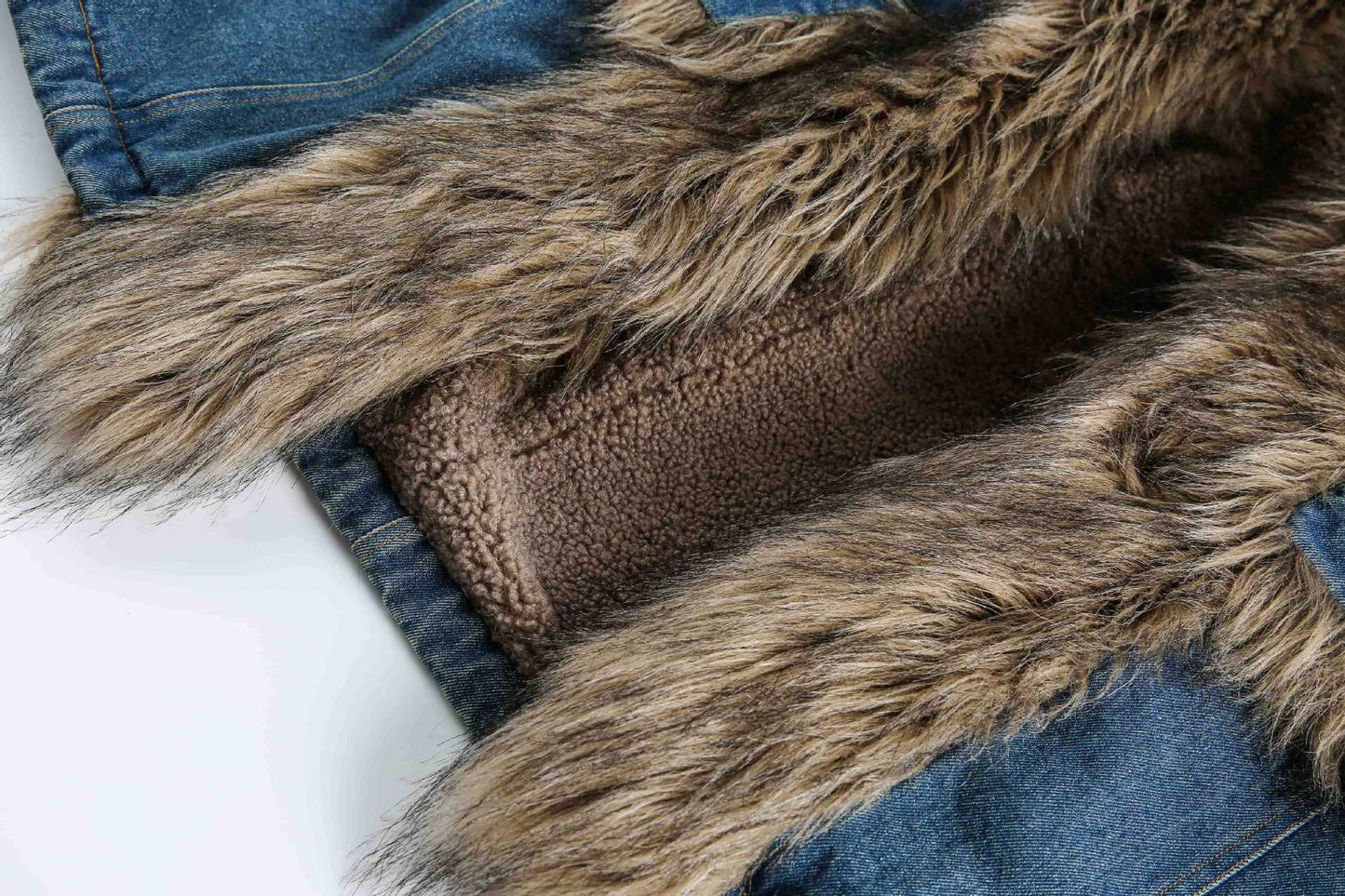 Luzz Retro Kürk Detaylı Denim Ceket