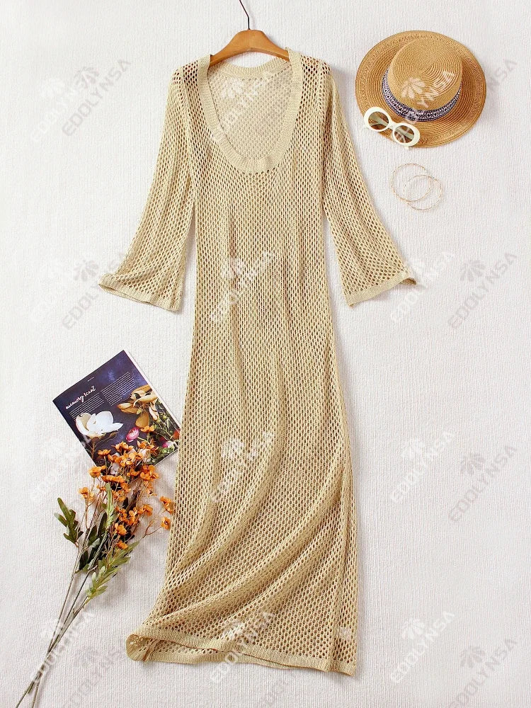 Desire U Yaka Çan Kol Örgü Elbise