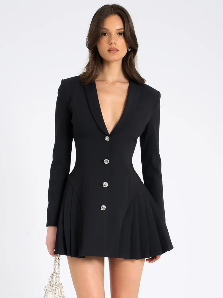 Lionka Malteese Pileli Blazer Mini Elbise