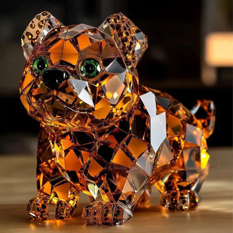 Handmade Dog Figurine Resin Puppy Ornament Collectible Art Animal Sculpture Ornament Dog Sculpture Home Bar Decor